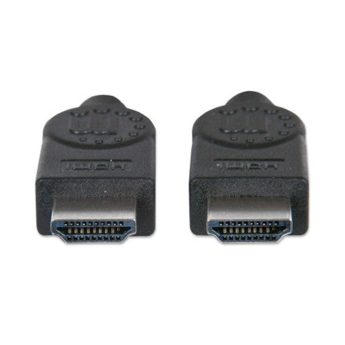 Manhattan HDMI Cable, 1080p@60Hz (High Speed), 10m, Male to Male, Black, Fully Shielded, Gold Plated Contacts, Lifetime Warranty