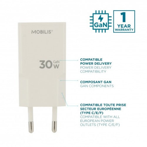 Mobilis 020026 mobile device charger Universal White AC Fast charging Indoor