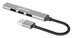 Manhattan USB-A 4-Port Hub, 4x USB-A Ports (1x 5 Gbps USB 3.2 Gen1 aka USB 3.0, 3 x 480 Mbps USB 2.0), USB powered (no external power supply required), Aluminium