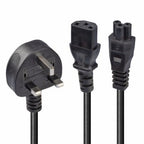 Lindy 2.5m UK 3 Pin Plug to IEC C13 and IEC C5 Splitter Extension Cable, Black