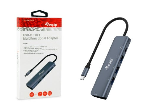 Equip USB-C 5 in 1 MULTIFUNCTIONAL Adapter, HDMI, USB 3.2 GEN1, 100W USB PD