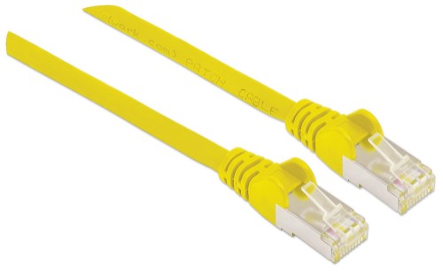 Intellinet Network Patch Cable, Cat6A, 0.5m, Yellow, Copper, S/FTP, LSOH / LSZH, PVC, RJ45, Gold Plated Contacts, Snagless, Booted, Lifetime Warranty