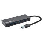 Manhattan USB-A 4-Port Hub, 4x USB-A Ports, 5 Gbps (USB 3.2 Gen1 aka USB 3.0), USB powered (no external power supply required), Equivalent to ST4300PBU3 & ST4300MINU3B