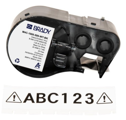 Brady M4C-1000-595-WT-BK printer label Black, White Self-adhesive printer label