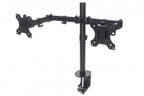 Manhattan Dual Desk Mount for TV & Monitors (Full Motion), For screens 10" to 27", Clamp Assembly, VESA compatibility: 75x75 and 100x100mm - check the dimensions of the four mounting holes on back of screen to ensure it fits, Max 8kg (each), Black, Bracke