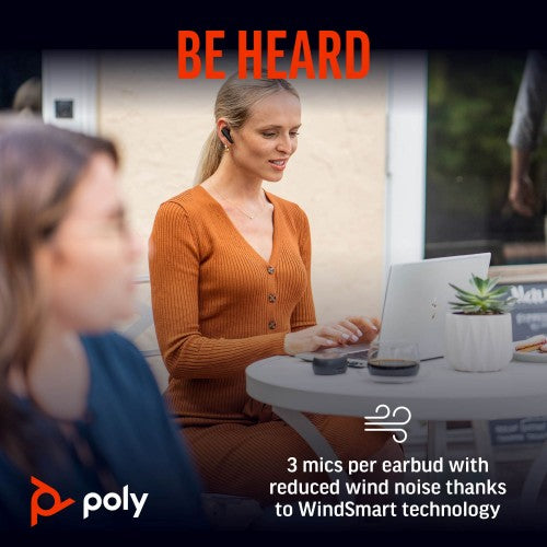HP Poly Voyager Free 60+M UC Carbon Black Earbuds +BT700 USB-C Adapter +Touchscreen Charge Case