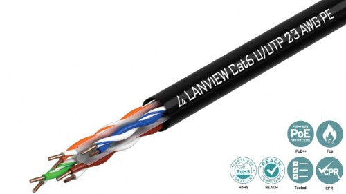 Lanview LVN122151 networking cable Black 305 m Cat6 U/UTP (UTP)