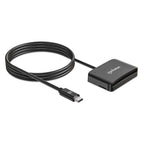 Manhattan USB-C Contact Smart Card Reader with MicroSD slot, USB Type-C Male to Contact Reader Interface and microSDXC, Supports Windows, macOS and Linux, Reads SIM Cards with Adapter, Cable 1m, Black, Three Year Warranty