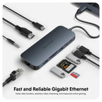 HYPER HD4005GL interface hub USB 3.2 Gen 1 (3.1 Gen 1) Type-C 10000 Mbit/s Blue, Grey