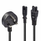 Lindy 2.5m UK 3 Pin Plug to IEC C5 & IEC C7 Splitter Extension Cable, Black