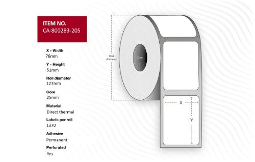 Capture CA-800283-205 printer label White