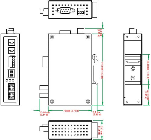 Moxa ICF-1150-S-SC serial converter/repeater/isolator RS-232 Fiber (SC)