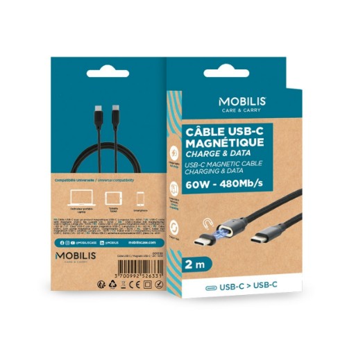 Mobilis 001350 Cable USB C / Magnetic USB C - 2m - 60W