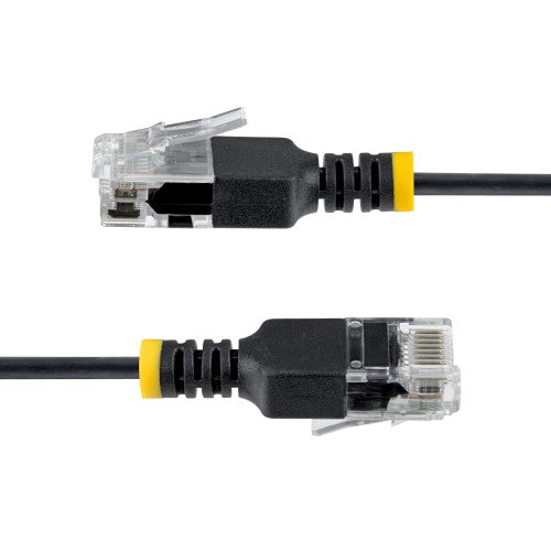 StarTech.com 2m Black Ultra Slim Cat6A Ethernet Cable, UTP, Pure Bare Copper Wire, 34AWG Slim RJ45 Network Patch Cord, Individually Tested