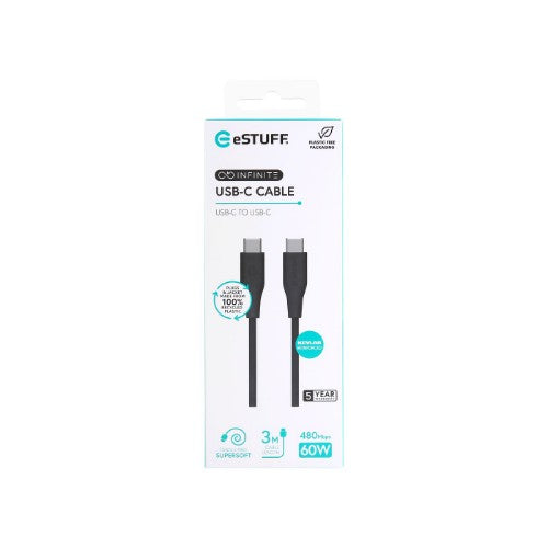 eSTUFF ES604380 USB cable USB 2.0 3 m USB C 60 W Black