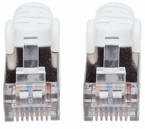 Intellinet Network Patch Cable, Cat7 Cable/Cat6A Plugs, 0.5m, White, Copper, S/FTP, LSOH / LSZH, PVC, RJ45, Gold Plated Contacts, Snagless, Booted, Lifetime Warranty