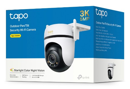 TP-Link Outdoor Pan/Tilt Security Wi-Fi Camera SPEC: 3K 5MP (2880x1620), 2.4 GHz, 2 × External Antennas, 1 × Ethernet Port, Horizontal 360º
