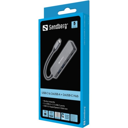 Sandberg USB-C to 2xUSB-A + 2xUSB-C Hub