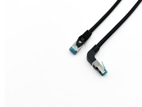 Equip Cat.6A S/FTP Patch Cable, Angled to Straight plug, 0.5m, Black