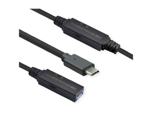 ROLINE 12.04.1066 USB cable USB 3.2 Gen 1 (3.1 Gen 1) 10 m USB C USB A Black