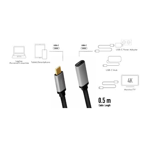 LogiLink CUA0105 USB cable USB 3.2 Gen 2 (3.1 Gen 2) 0.5 m USB C Black, Grey
