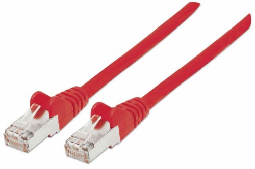 Intellinet Network Patch Cable, Cat7 Cable/Cat6A Plugs, 2m, Red, Copper, S/FTP, LSOH / LSZH, PVC, RJ45, Gold Plated Contacts, Snagless, Booted, Lifetime Warranty