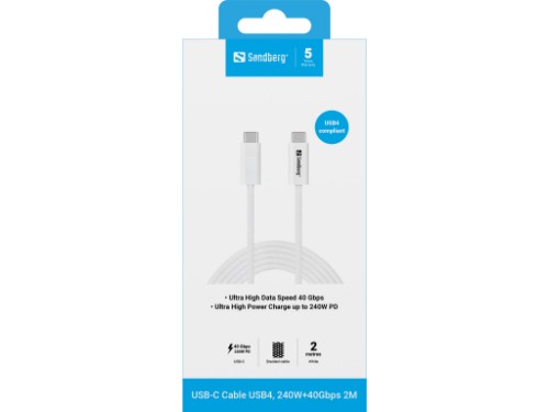 Sandberg USB-CC USB4 240W+40Gbps, 2M