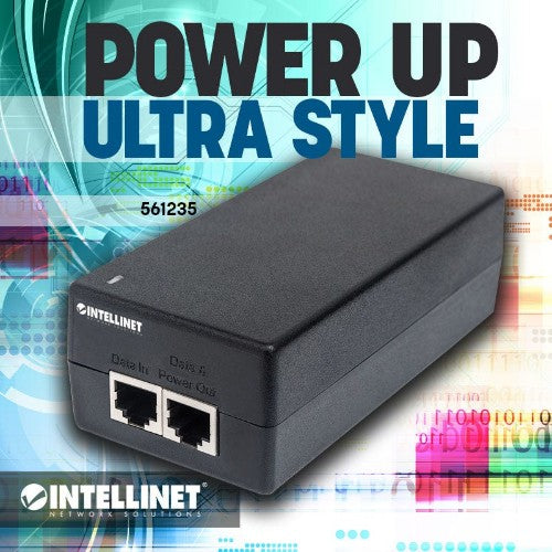 Intellinet Gigabit Ultra PoE+ Injector, 1 x 60 W Port, IEEE 802.3bt and IEEE 802.3at/af Compliant, Plastic Housing