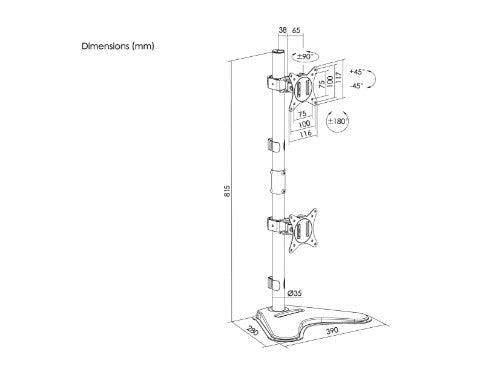 Equip 17"-32" Dual Vertical Monitor Tabletop Stand