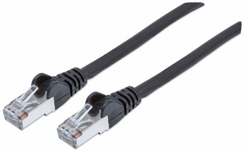 Intellinet Network Patch Cable, Cat7 Cable/Cat6A Plugs, 2m, Black, Copper, S/FTP, LSOH / LSZH, PVC, RJ45, Gold Plated Contacts, Snagless, Booted, Lifetime Warranty