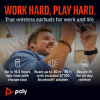 HP Poly Voyager Free 60+ UC Carbon Black Earbuds +BT700 USB-C Adapter +Touchscreen Charge Case